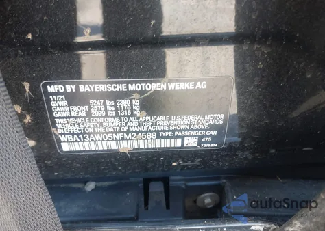 2022 BMW M440I Gran Coupe xDrive z USA, uszkodzony, nr VIN WBA13AW05NFM24588